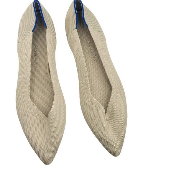 Rothy's The Point Toe Ballet Flat Slip-On Comfortable Ecru Beige Size W12 NWOB - Picture 6 of 11
